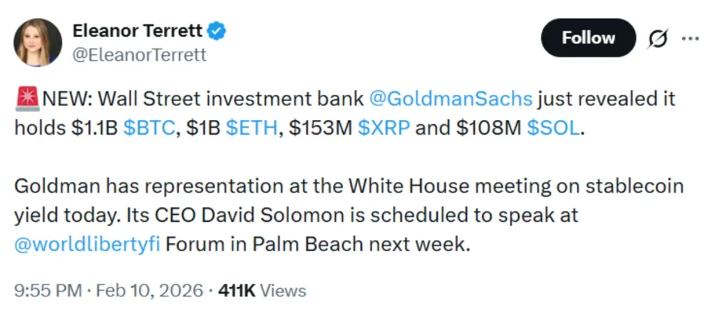 Journalist Eleanor Terrett’s report on Goldman Sachs’ ETF allocations.