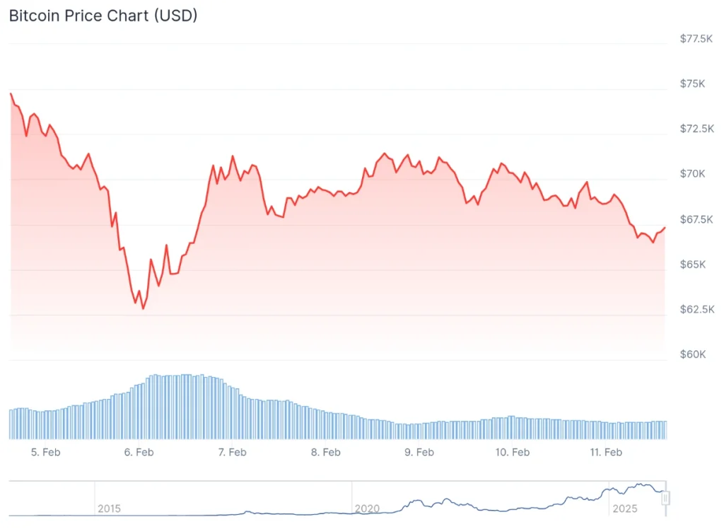 Bitcoin price 7-day chart.