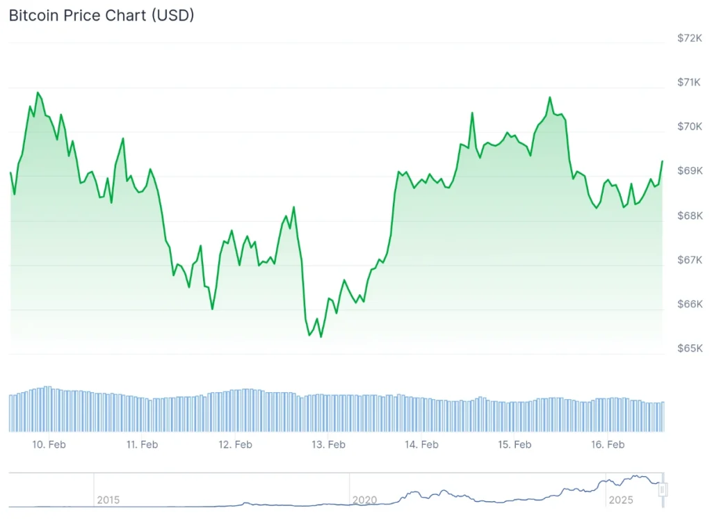 Bitcoin price 7-day chart.