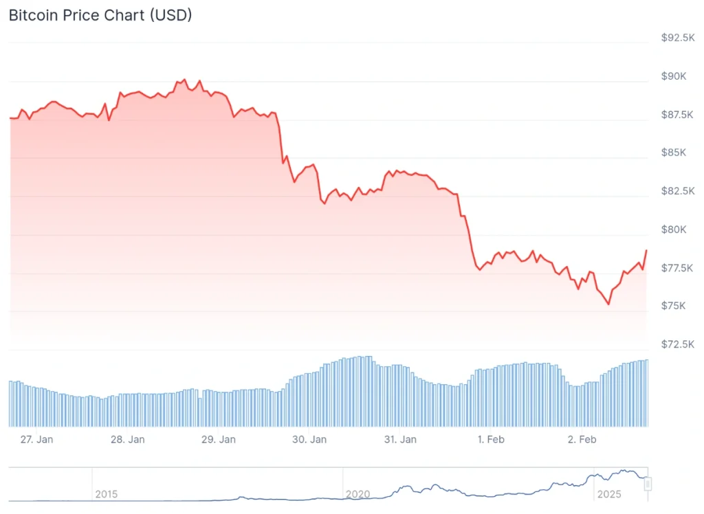 Bitcoin price 7-day chart.