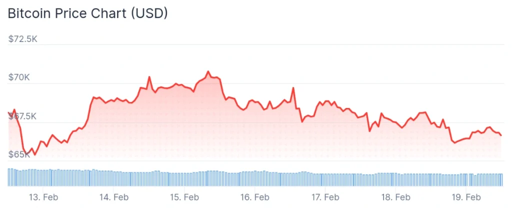 Bitcoin price 7-day chart.