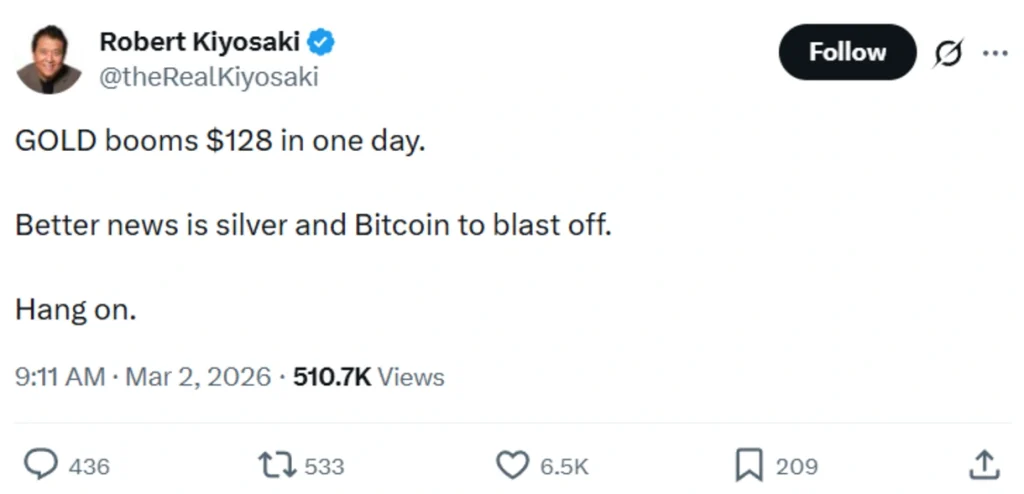 ‘Rich Dad Poor Dad’ author’s post.