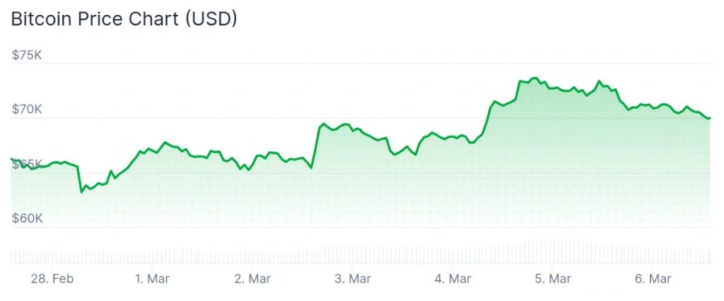 Bitcoin price 7-day chart.