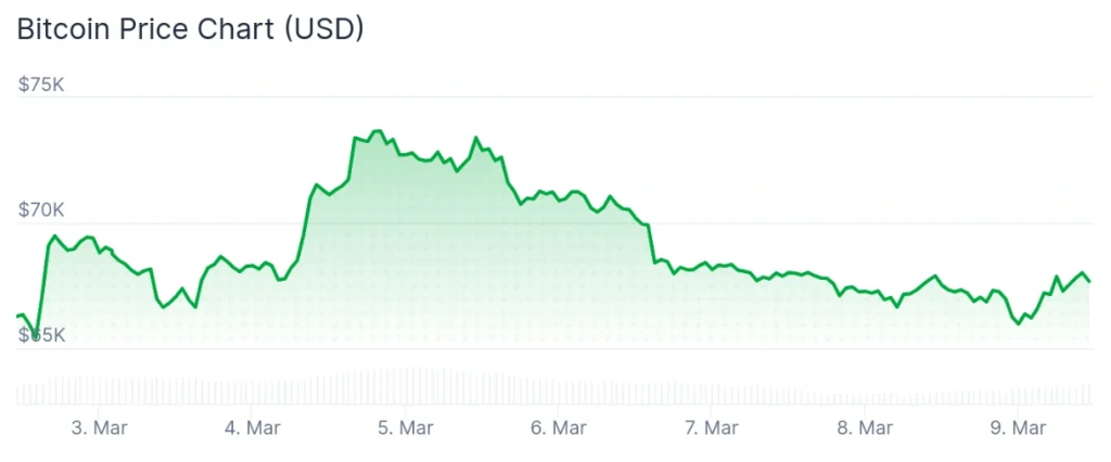 Bitcoin price 7-day chart.