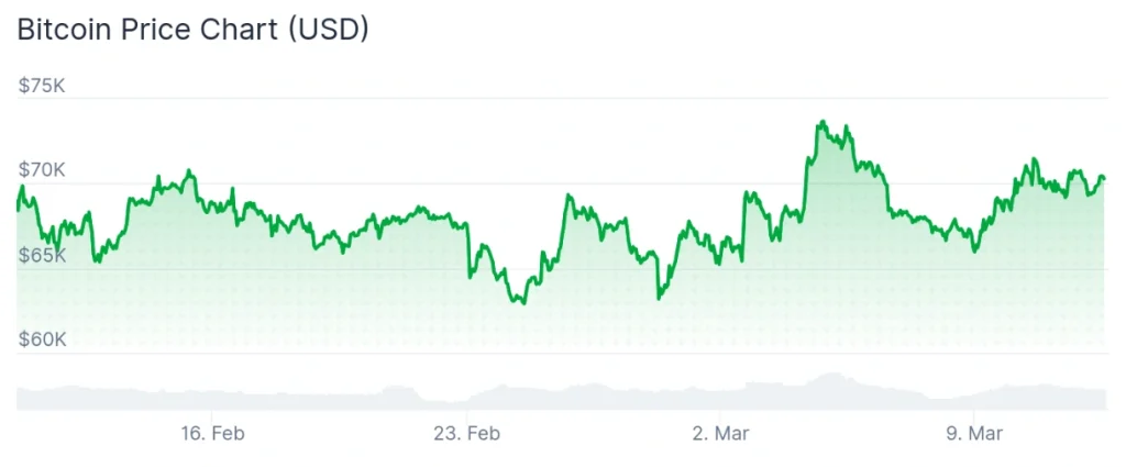 Bitcoin price 30-day chart.