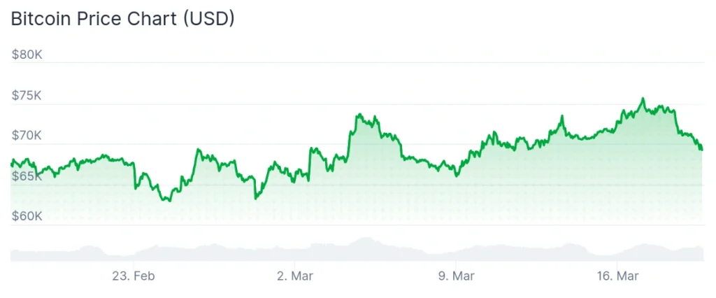 Bitcoin price 30-day chart.