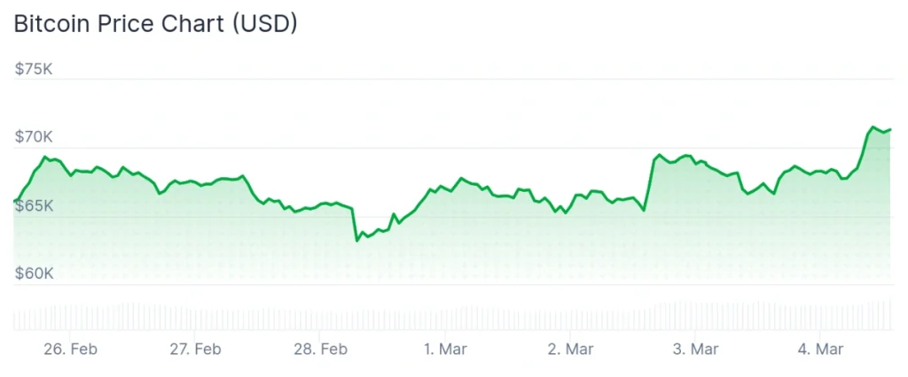 Bitcoin price 7-day chart.