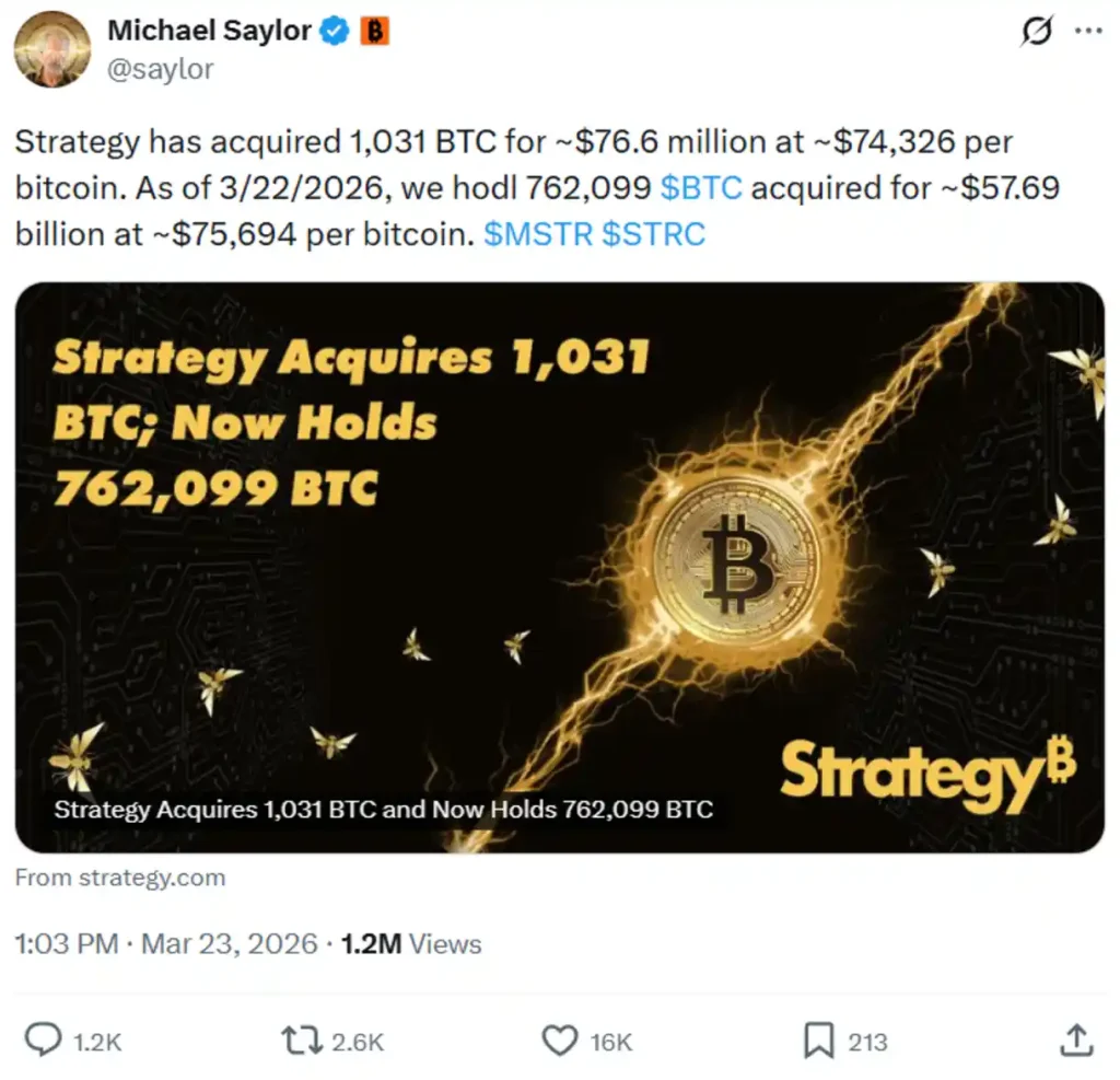 Strategy’s most recent Bitcoin purchase.