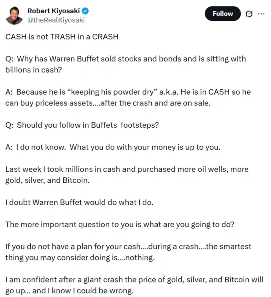 Kiyosaki’s recent post.