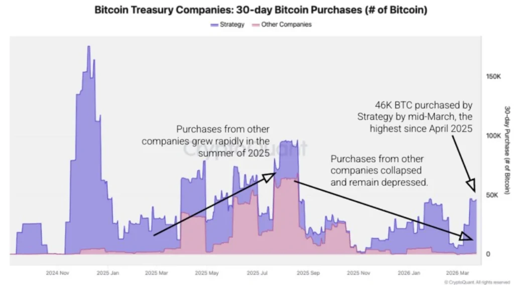 Bitcoin treasury companies’ purchases in number of BTC.