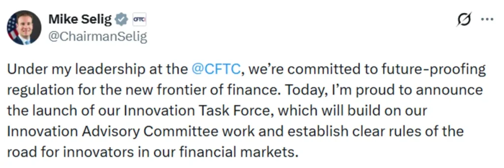 CFTC chairman’s announcement.