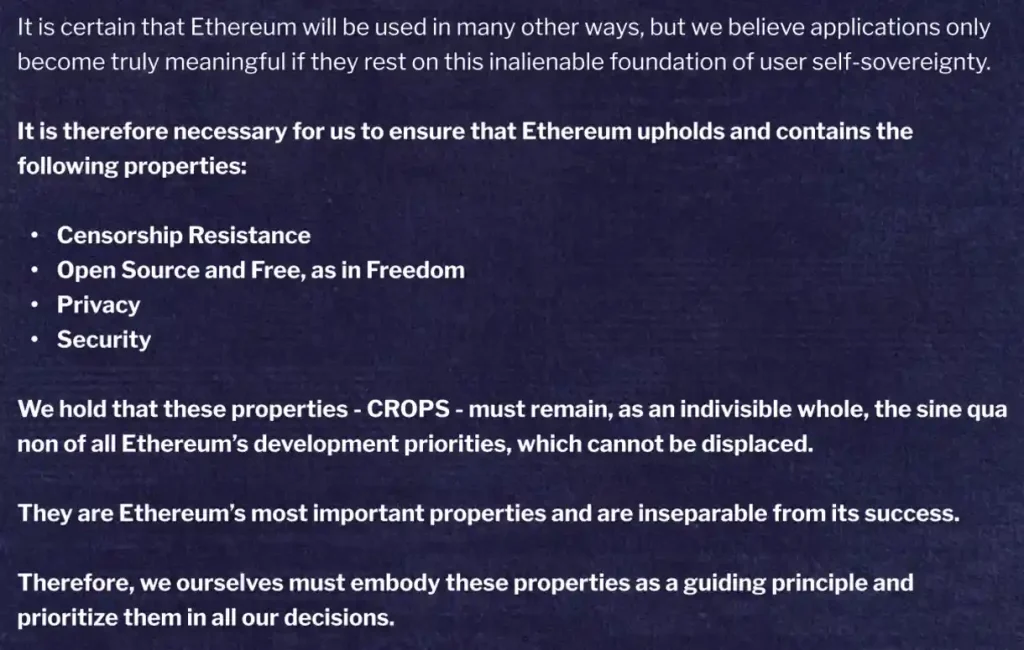 CROPS principles per the EF Mandate.