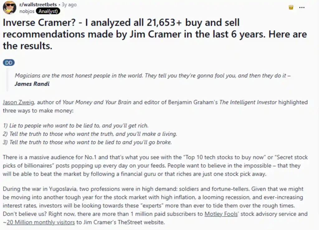 Breakdown of Jim Cramer's prediction accuracy