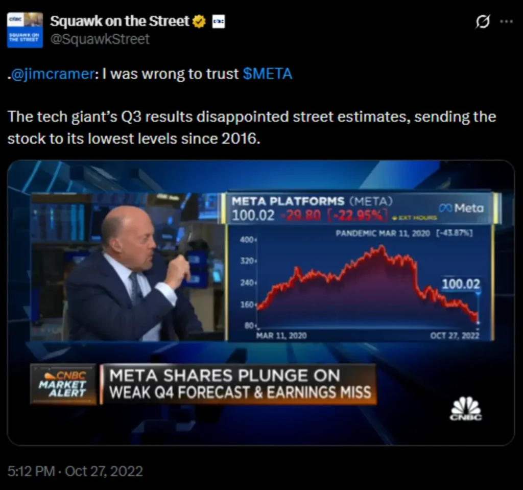 Cramer issues an apology over META stock advice