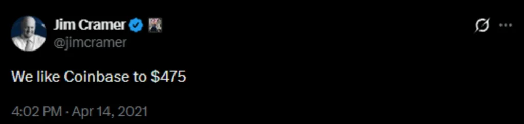 Cramer shares a bullish prediction on the Coinbase IPO