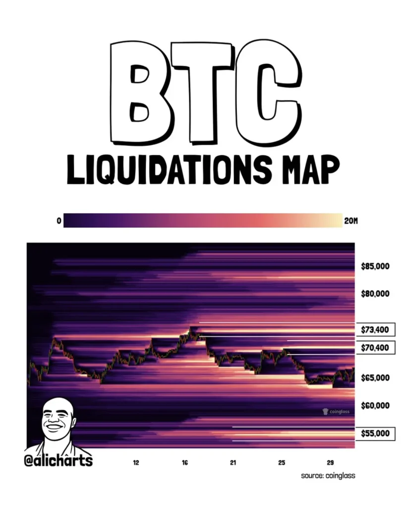 BTC liquidations map.