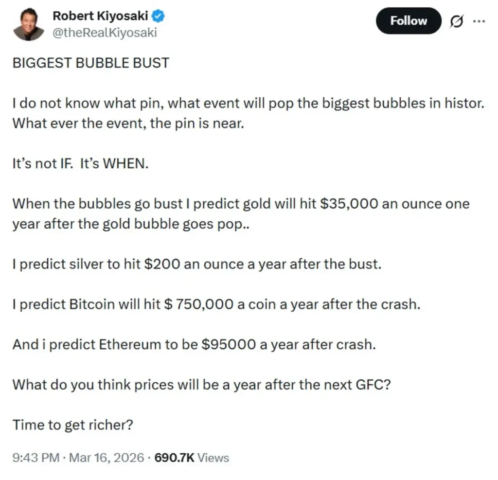 Kiyosaki's biggest bubble prediction
