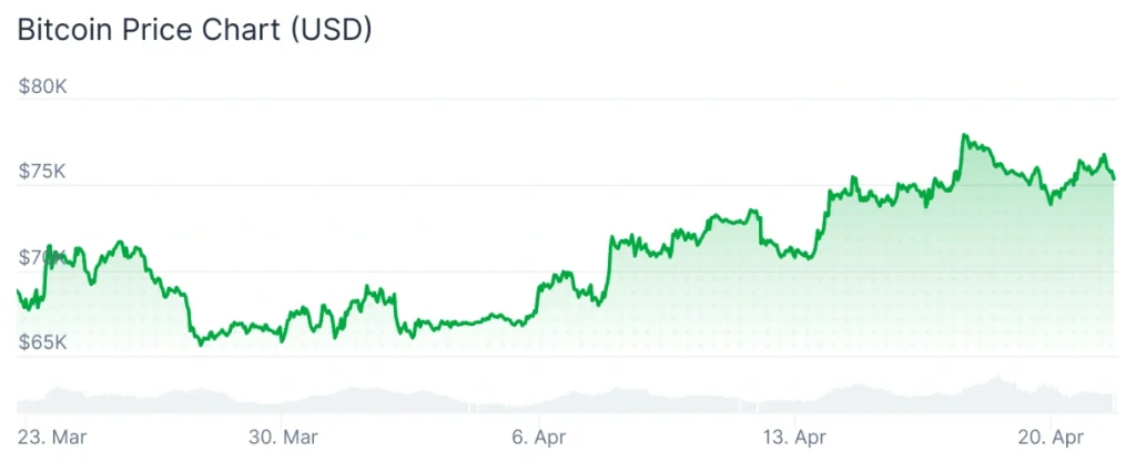 Bitcoin price 30-day chart.