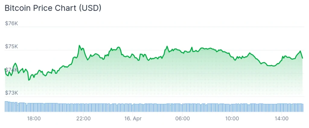 Bitcoin price 24-hour chart.