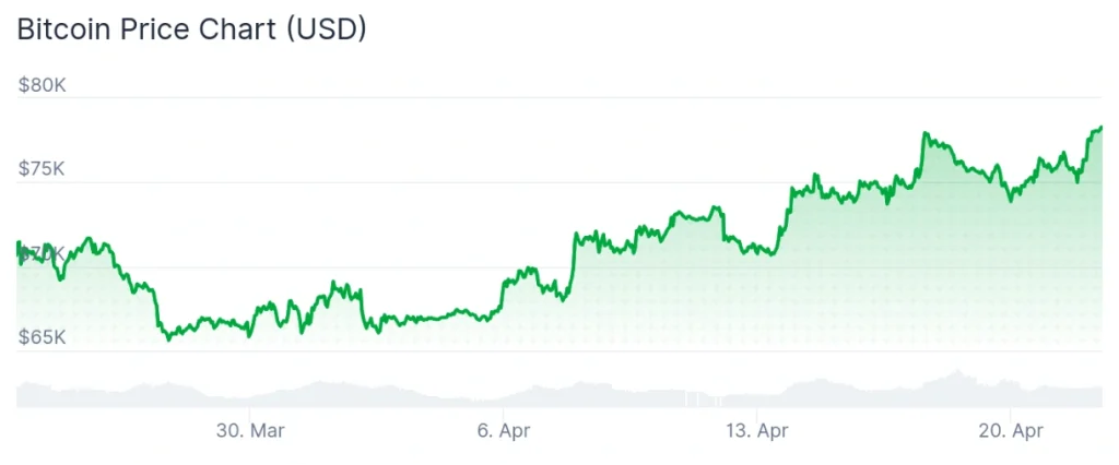 Bitcoin price 30-day chart.