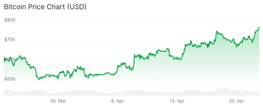Bitcoin price 30-day chart.