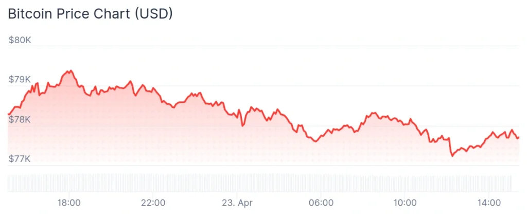 Bitcoin price 24-hour chart.