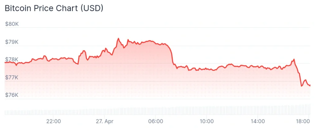 Bitcoin price 24-hour chart.