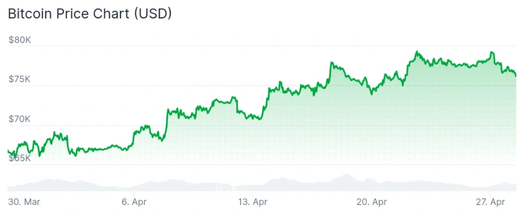 Bitcoin price 30-day chart.