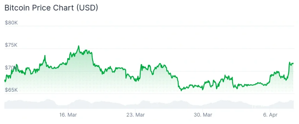 Bitcoin price 30-day chart.
