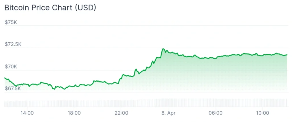 Bitcoin price 24-hour chart.