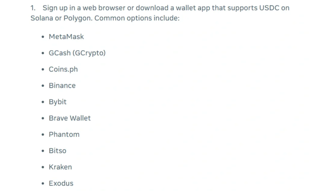 USDC Crypto Wallets, Meta Business Help Centre