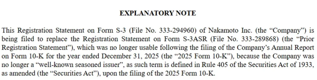 Excerpt from Nakamoto Inc.’s filing.