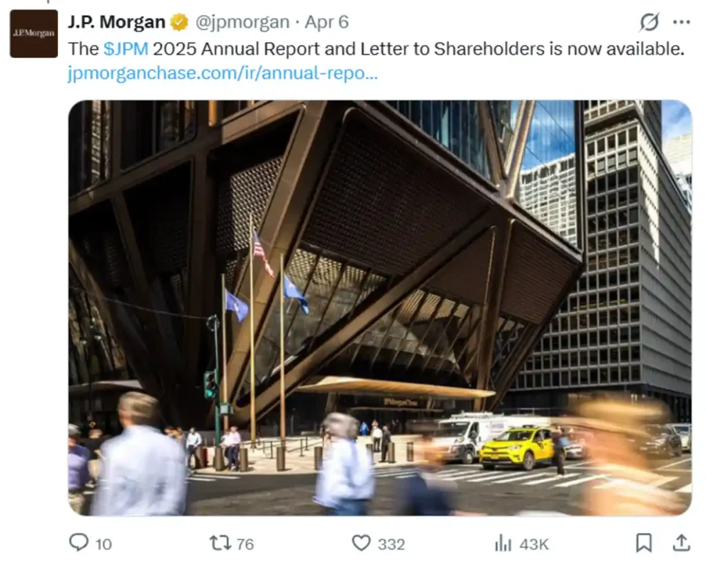 JPM 2025 Annual Report and Letter to Shareholders announcement.