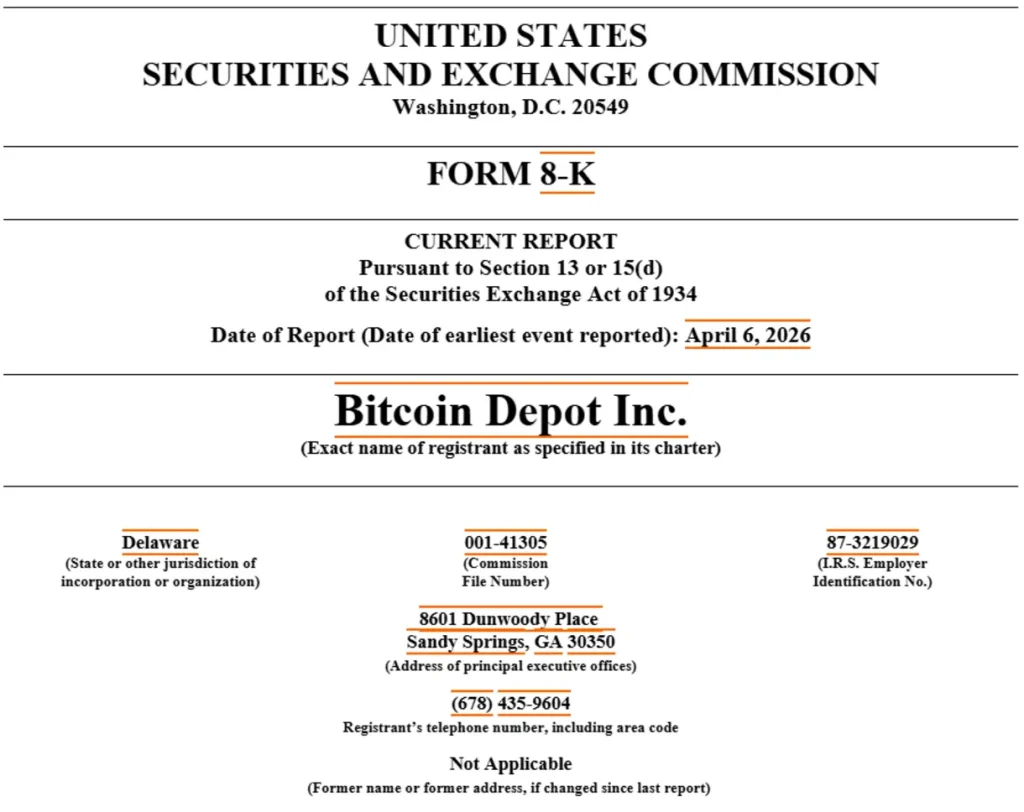 Bitcoin Depot's 8-K filing.