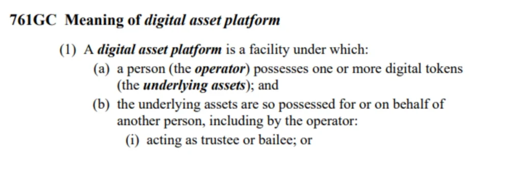 Definition of digital asset platform under the law.