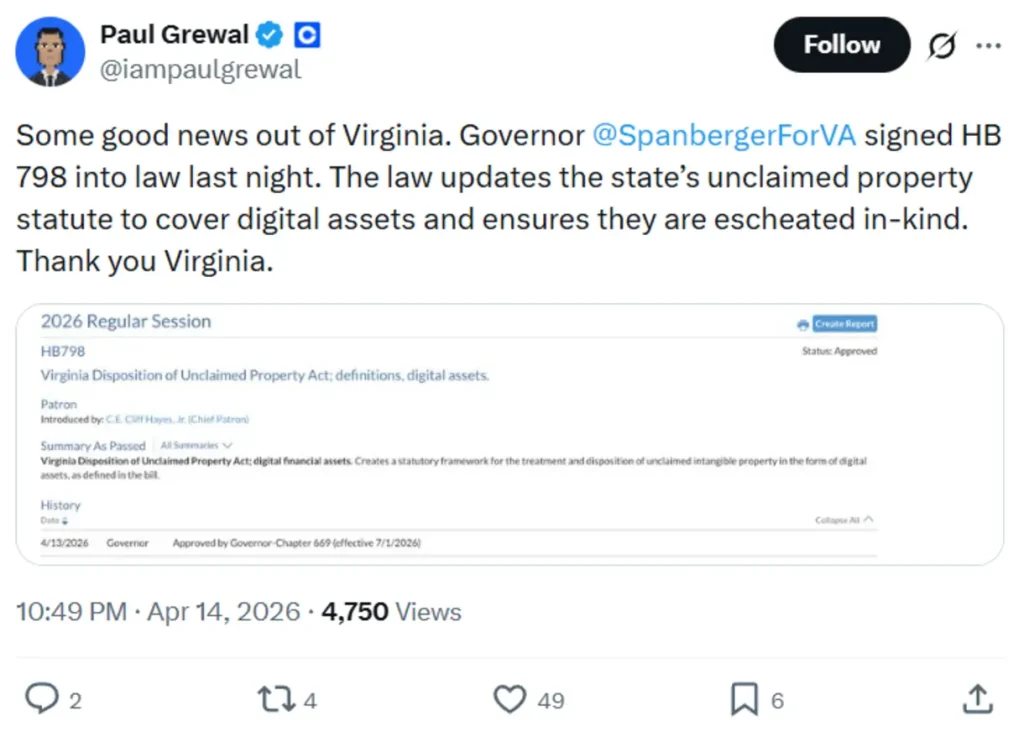 Coinbase legal executive’s comment on the developments.