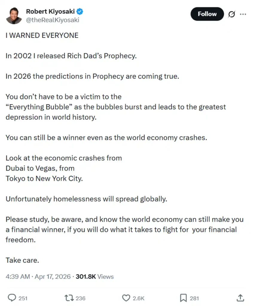 Finance author’s latest warning.