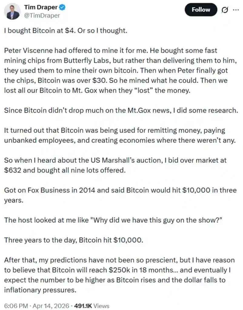 Billionaire investor’s post.