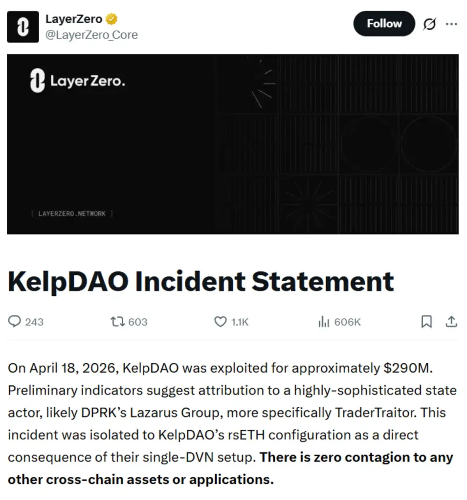 KelpDAO incident statement.
