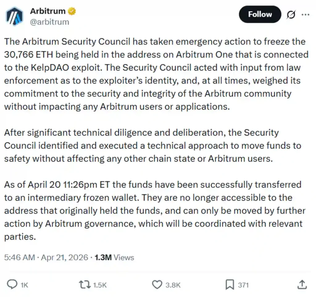 Arbitrum Security Council’s emergency action.