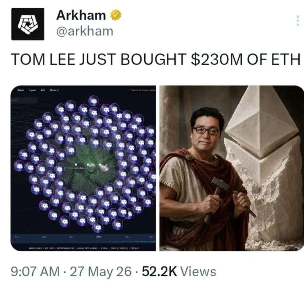 Tom Lee Buys $230M in Ethereum — What Does He See Coming?