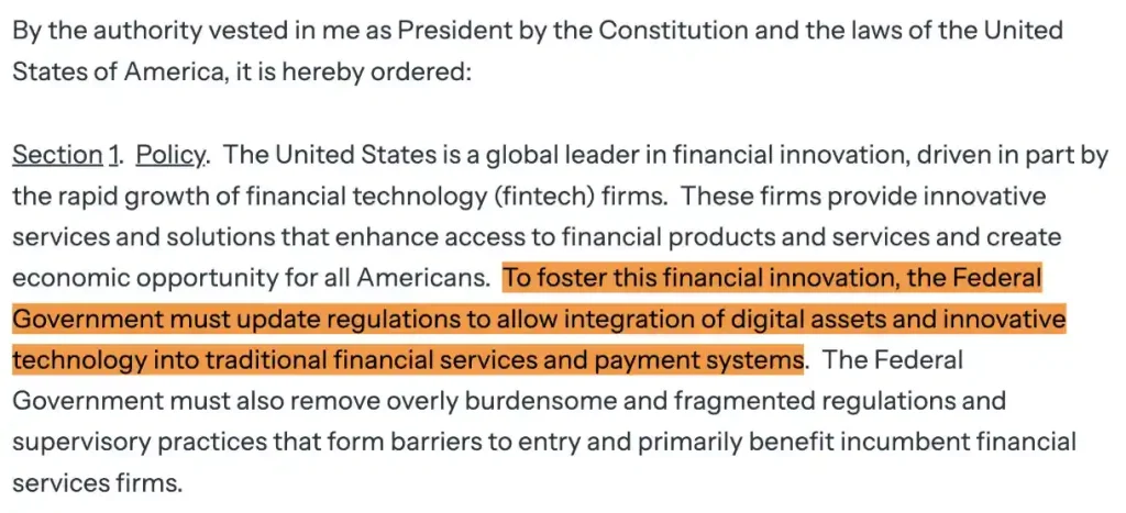 Excerpt from President Trump’s executive order.