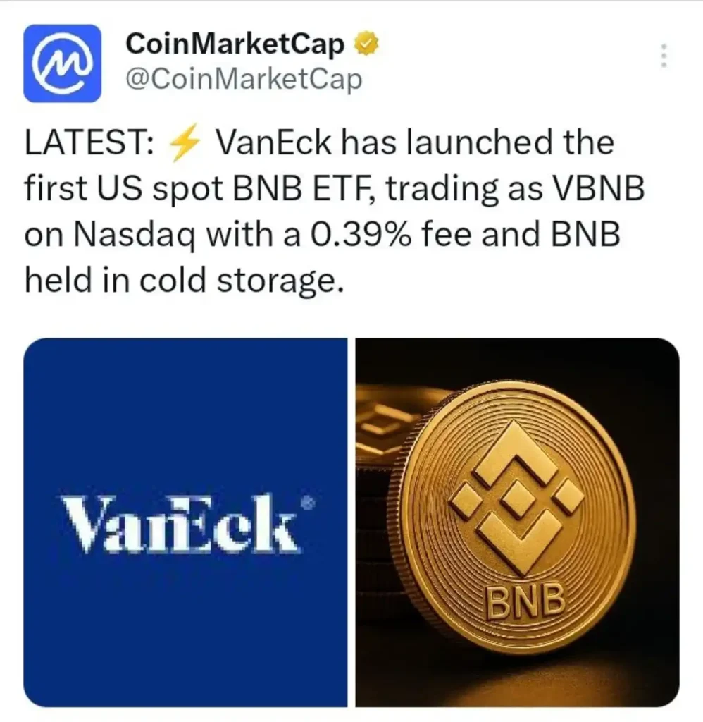 VanEck Launches First US Spot BNB ETF — Is Institutional Demand About to Explode?