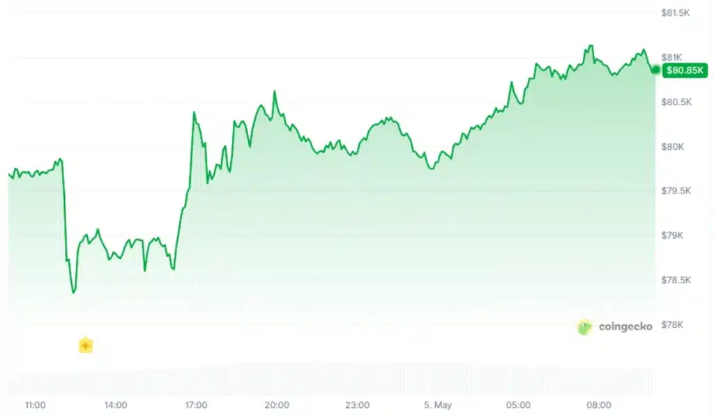 Bitcoin  price chart. Source: CoinGecko