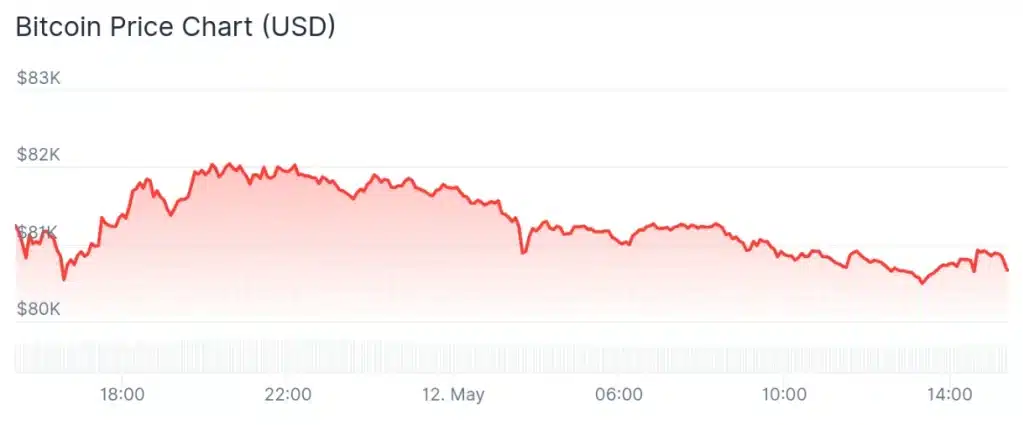 Bitcoin price 24-hour chart.