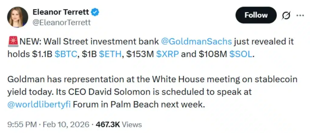 February report on Goldman Sachs’ holdings.