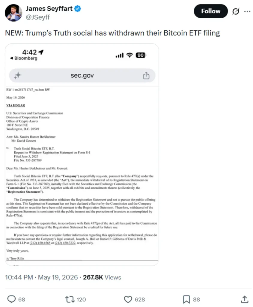 ETF analyst's post about the filing.