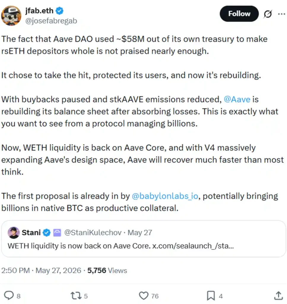 Analyst’s comments on Aaave-related developments.