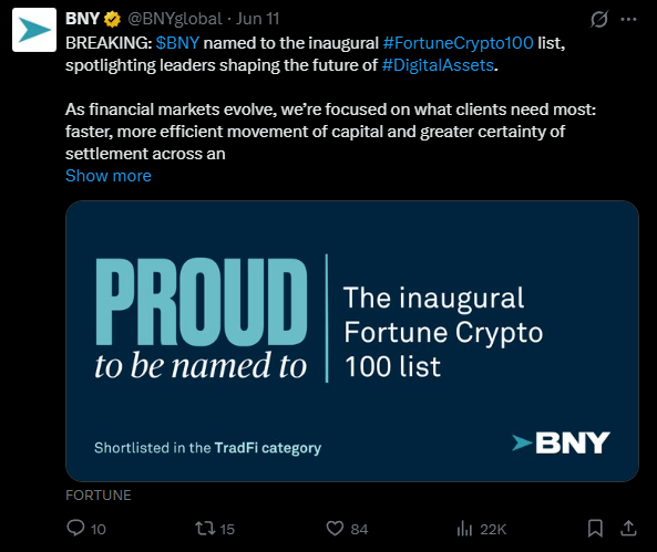 BNY, Twitter