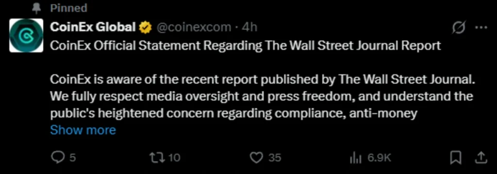 CoinEx, Twitter